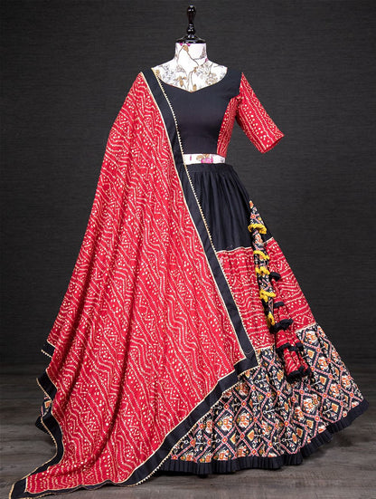 Gujarati Style Patola Silk and bandhani Printed Lehenga Choli