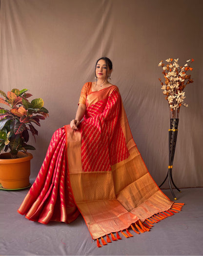 Banarasi Patola Sarees with Leheriya Gold Zari Weaves