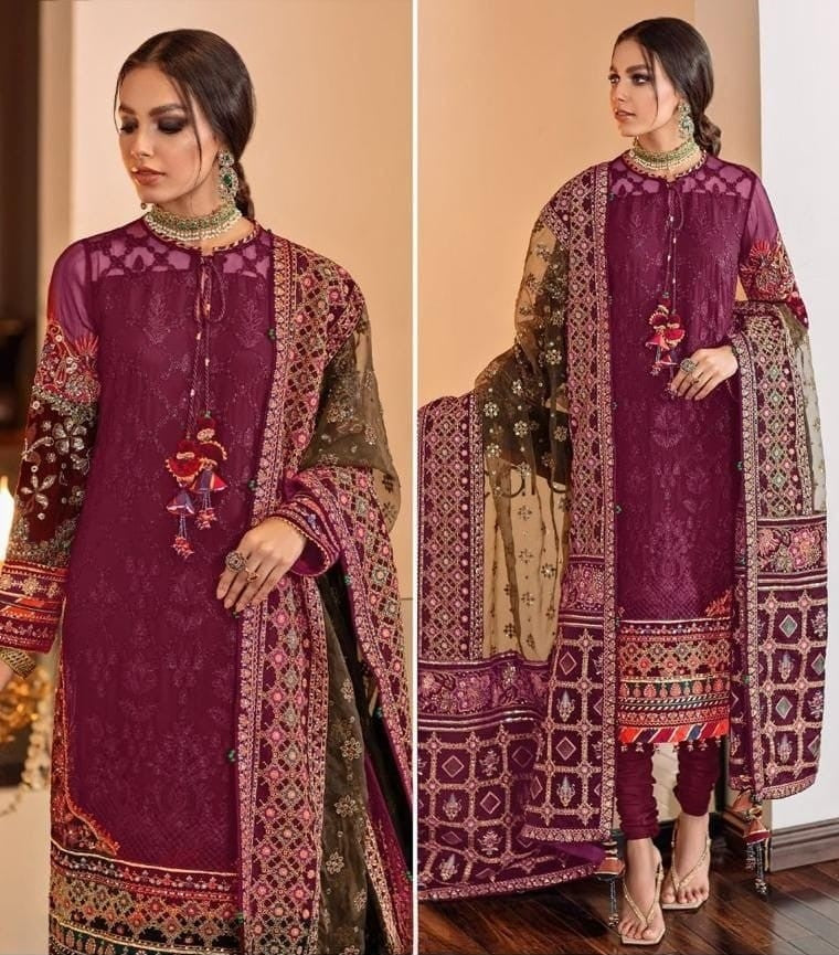 Soft Designer PartyWear Georgette Semi Stitched Suit