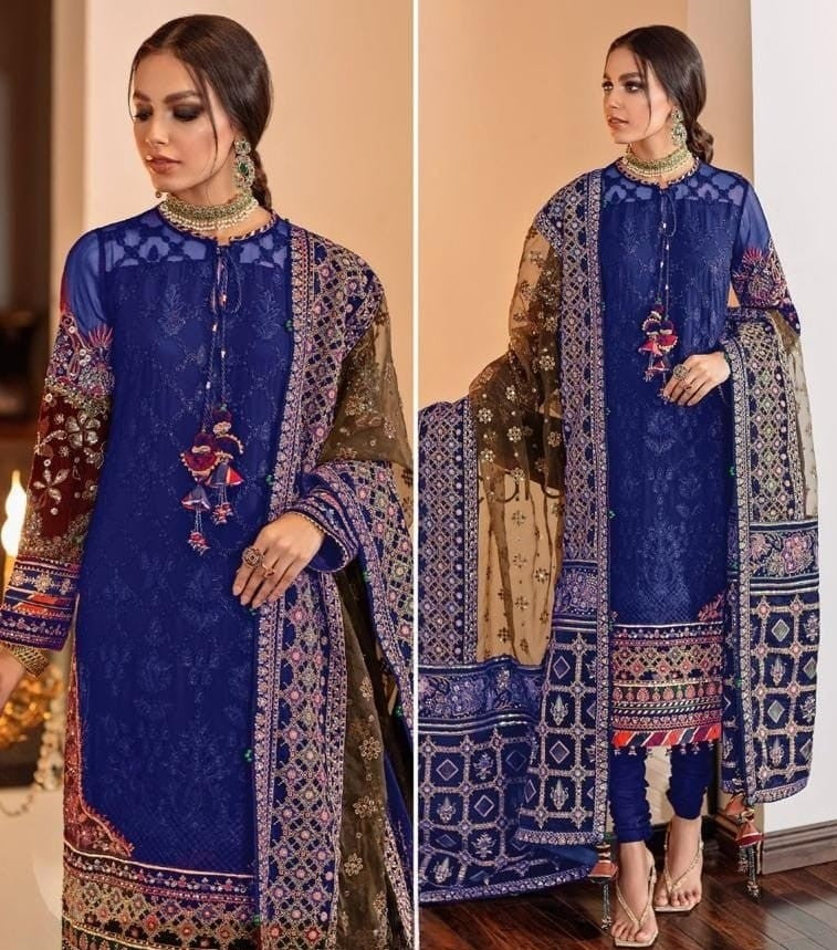 Soft Designer PartyWear Georgette Semi Stitched Suit