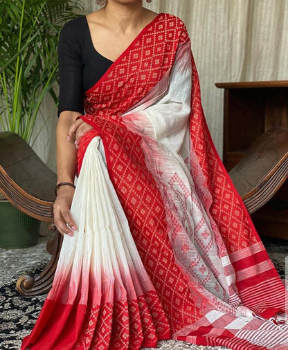 Soft Ikkat Cotton Linen Saree