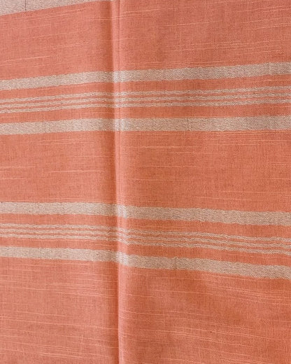 Peach Pure Plain Linen Saree