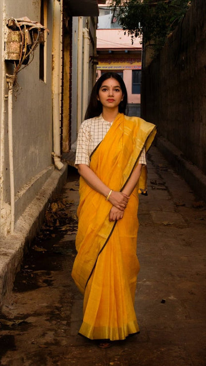 Soft Pure Plain Linen Saree