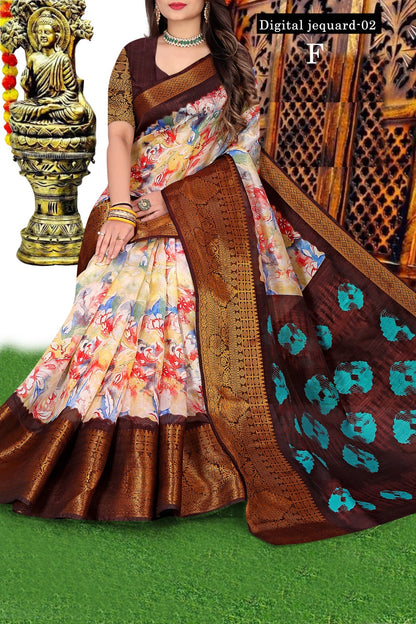 Kanchi Cotton Silk With Sibori Print and With Zari Weved Pattur Border