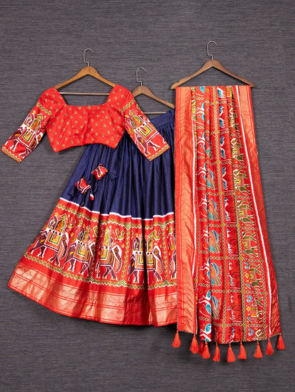 Patola Print Dola Silk Lehenga With Traditional Chaniya Choli