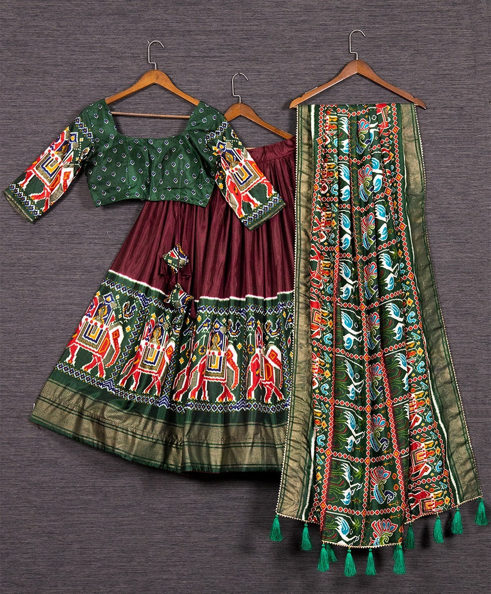 Patola Print Dola Silk Lehenga With Traditional Chaniya Choli