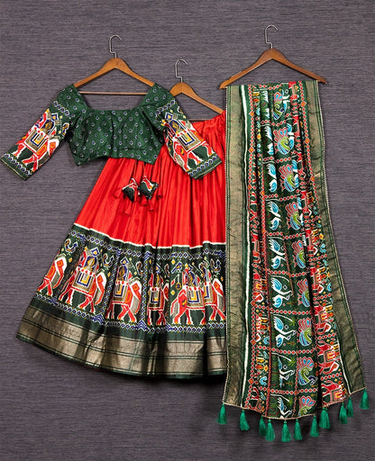 Patola Print Dola Silk Lehenga With Traditional Chaniya Choli