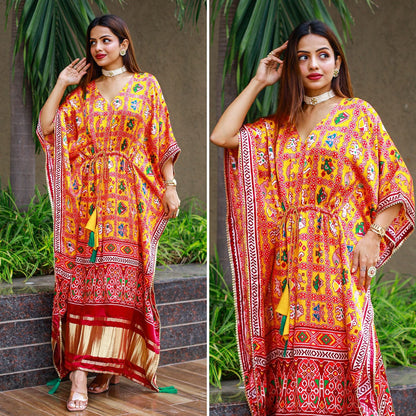 Gaji Kaftan Highlighted With Bandhani Digital Print