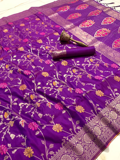 Soft Silk Banarasi Saree With Minakari Zari Work