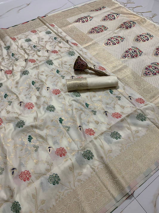 Soft Silk Banarasi Saree With Minakari Zari Work