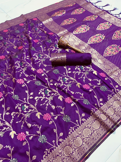 Soft Silk Banarasi Saree With Minakari Zari Work