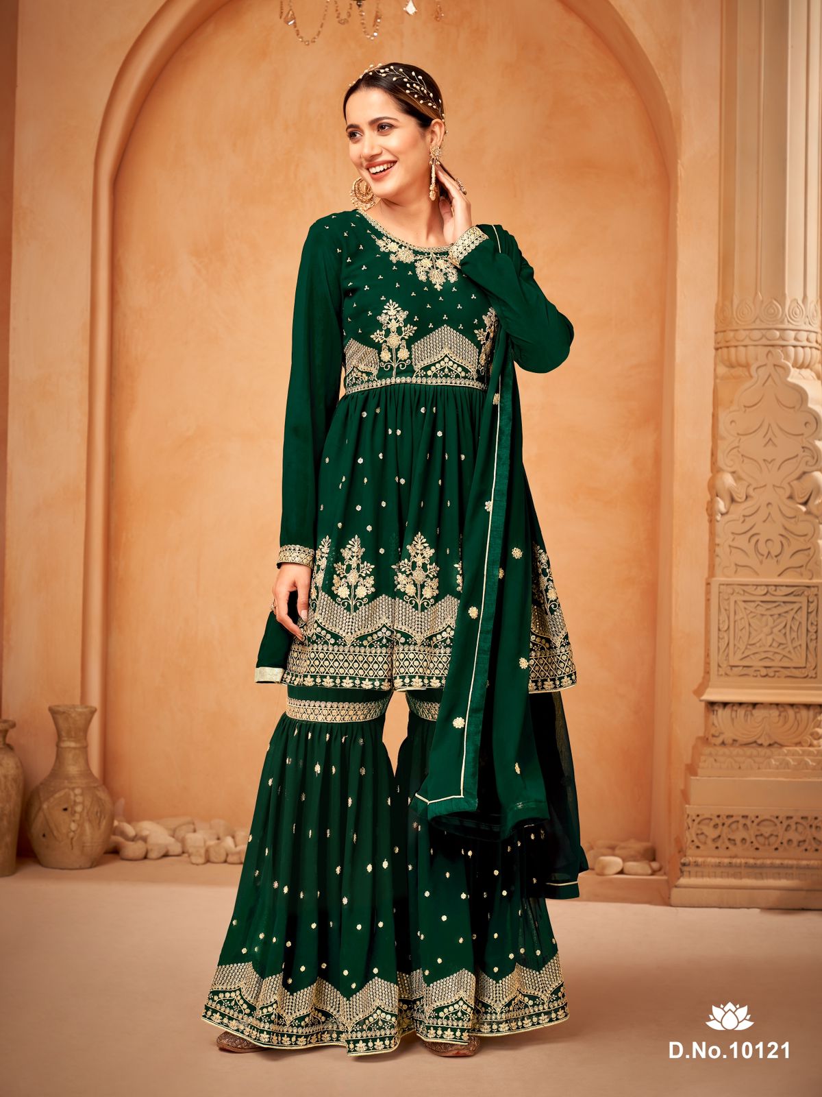 Embroidered Ladies Georgette Sharara Suits at Rs 1850/piece in Surat | ID:  25771678388