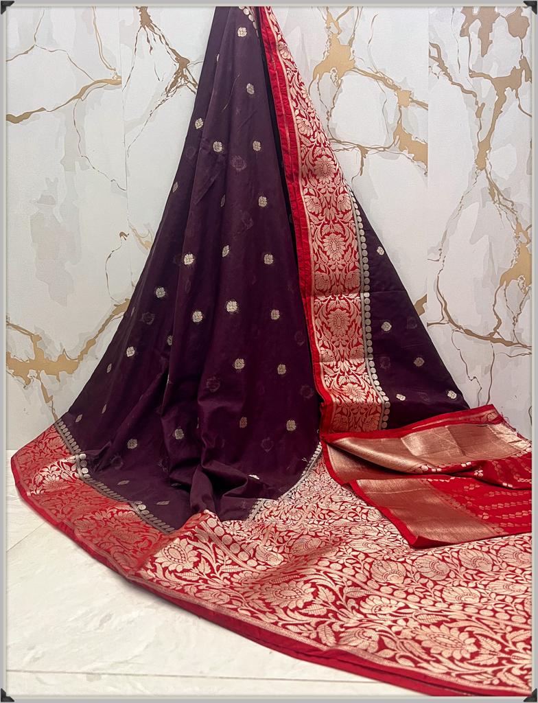 Soft Georgette Silk Saree With Silver Zari Butta and Border