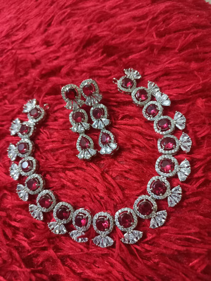 CZ Neckalce Set With Beautiful Earrings