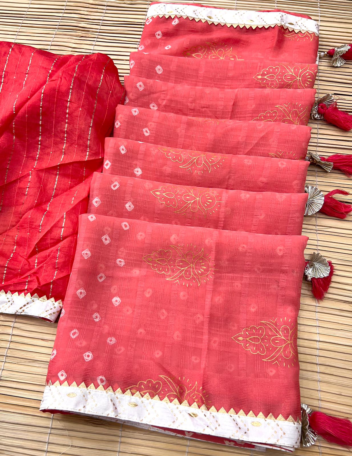 Chiffon Saree With Mill Print Beautiful Design and Fancy Designer Blouse