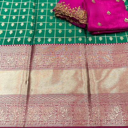 Kanjiveram Silk Zari Unstitched Lehanga With Blouse Along With Cutwork Duppta