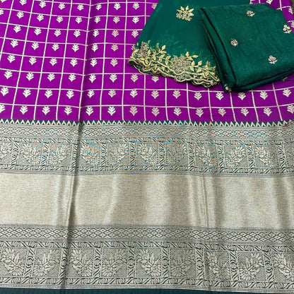 Kanjiveram Silk Zari Unstitched Lehanga With Blouse Along With Cutwork Duppta