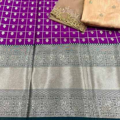 Kanjiveram Silk Zari Unstitched Lehanga With Blouse Along With Cutwork Duppta