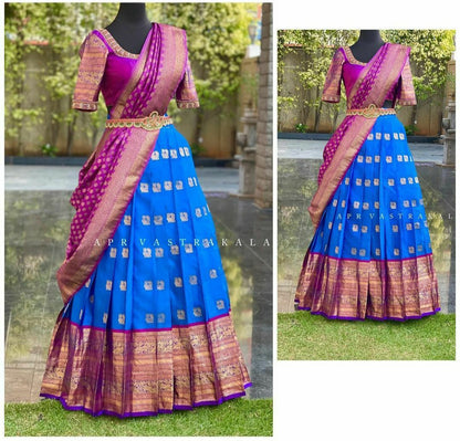 Royal Blue With Magenta Semi Stitch Lehenga Choli