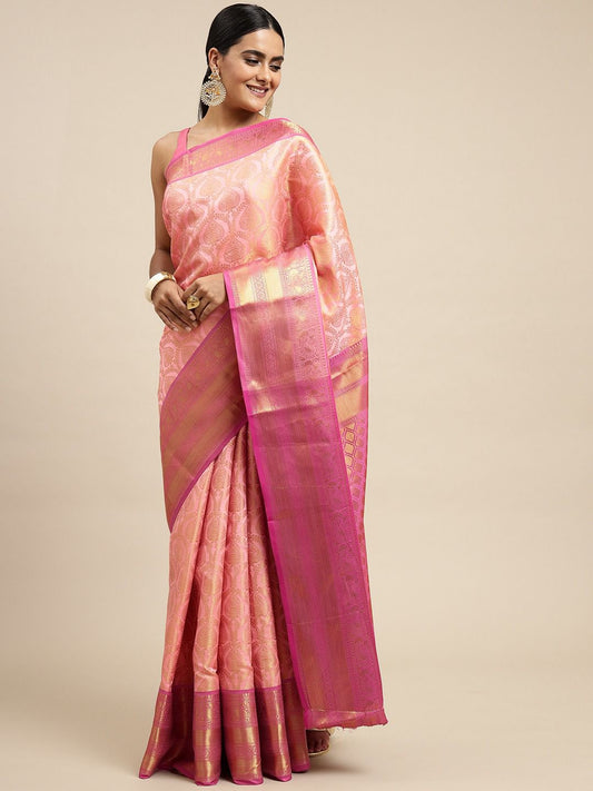 Soft Kanchivaram Handloom Silk Saree With Zari Woven Pallu