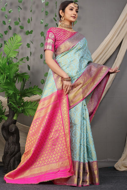 Soft Kanchivaram Handloom Silk Saree With Zari Woven Pallu