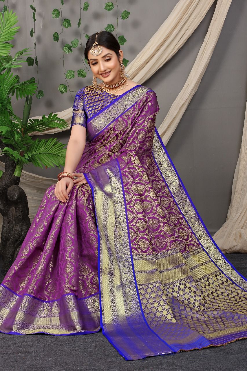 Soft Kanchivaram Handloom Silk Saree With Zari Woven Pallu