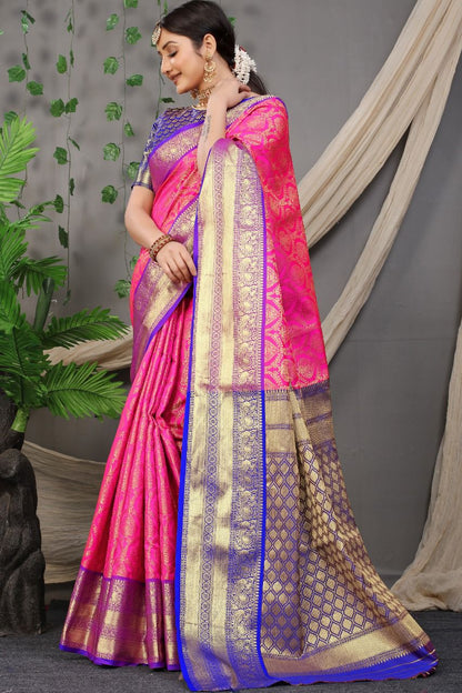 Soft Kanchivaram Handloom Silk Saree With Zari Woven Pallu