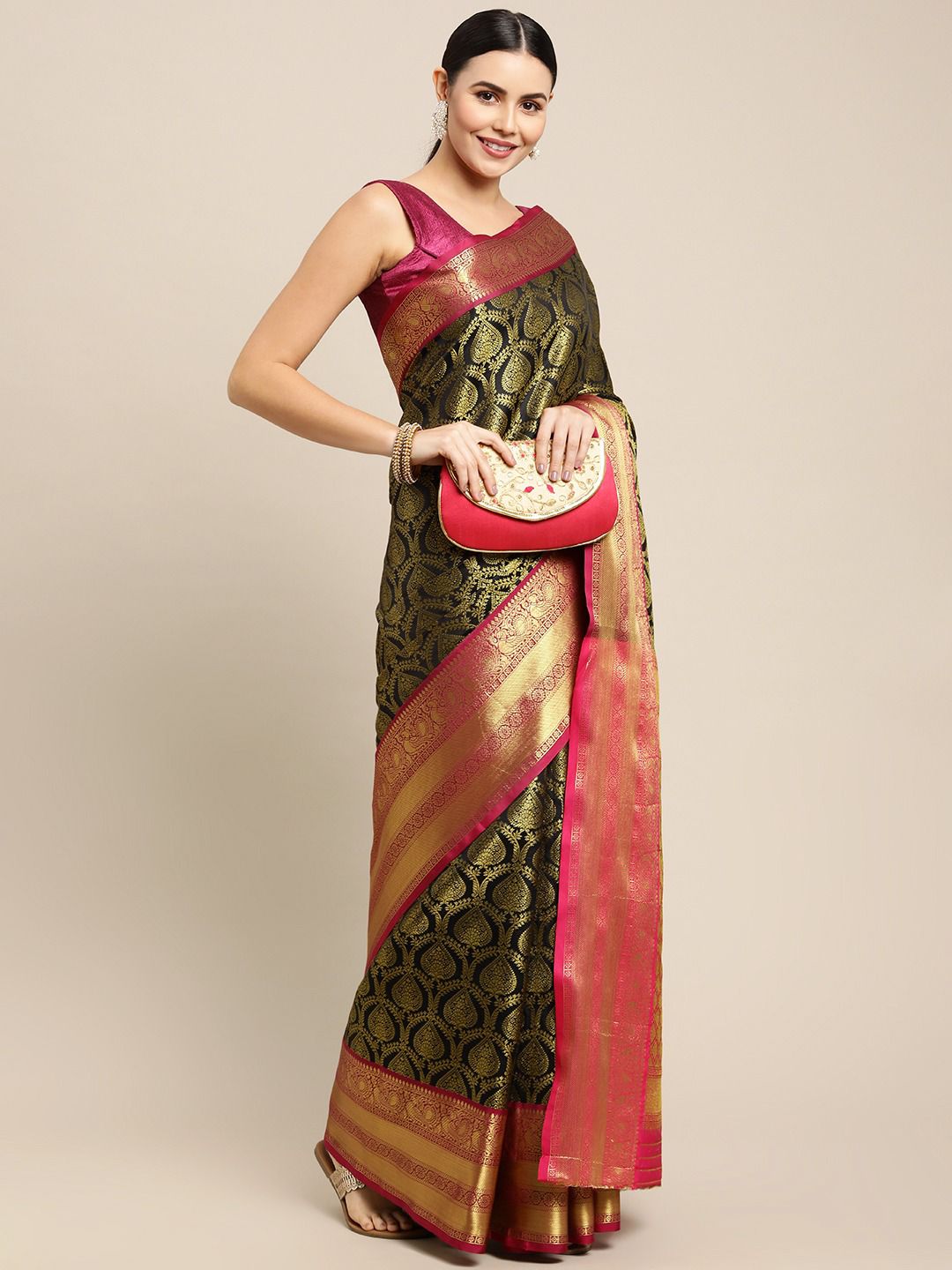 Soft Kanchivaram Handloom Silk Saree With Zari Woven Pallu