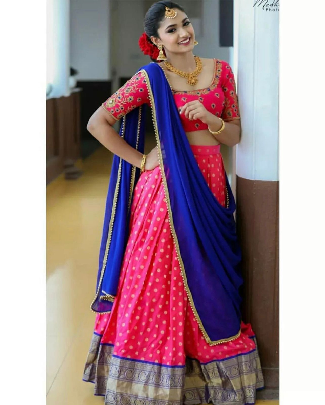 Exclusive Pink Kanjivaram Pattu Silk Lehenga Choli with Zari Weaving W –  NRIVogue