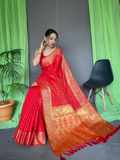 Soft Patola Silk Saree With Zari Weaving