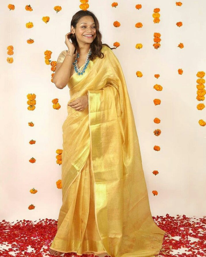 Soft Tissue Linen Saree