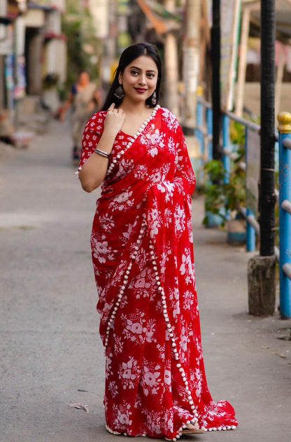 Soft Georgette Saree With floral Design