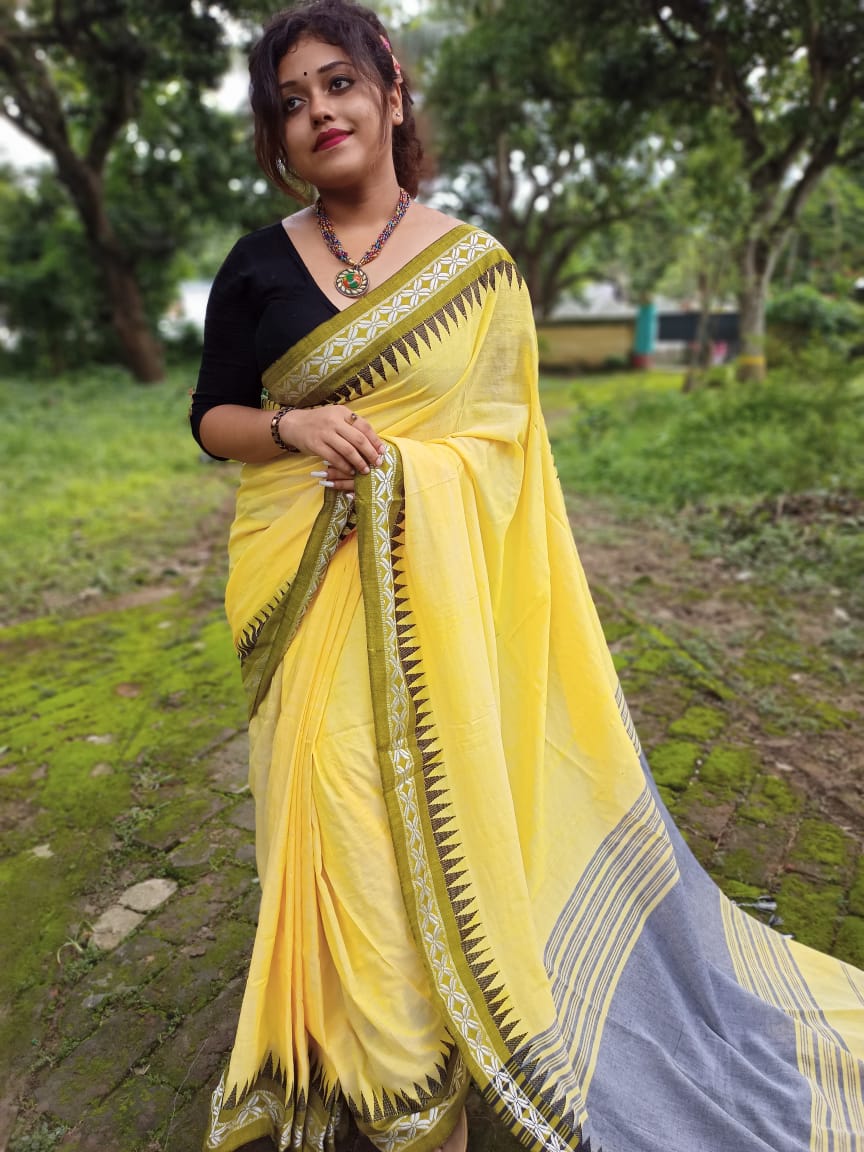 Buy bhumi creation Solid/Plain Chanderi Chanderi Yellow Sarees Online @  Best Price In India | Flipkart.com