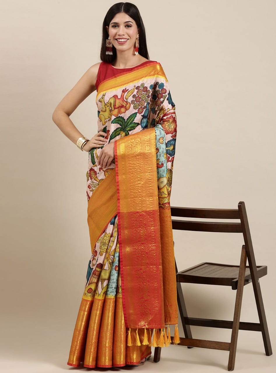 Pragathi Kalamkari Silk Saree - Saree Blouse Patterns