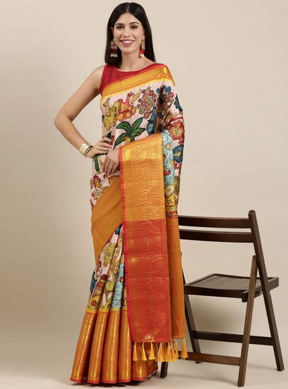 Uppada Blended Kalamkari Silk Saree