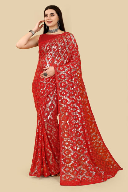 Party Wear Soft Georgette Sequenced Saree