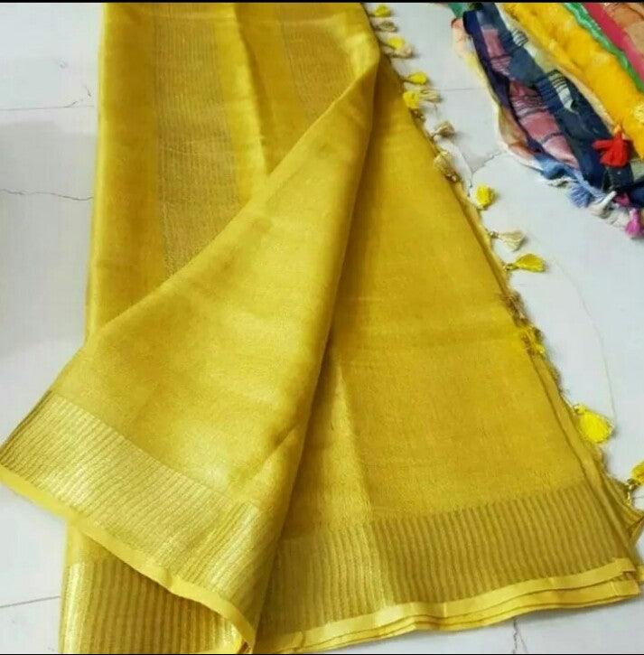 Aboli Woven Linen Plain Saree - Taurean Trend