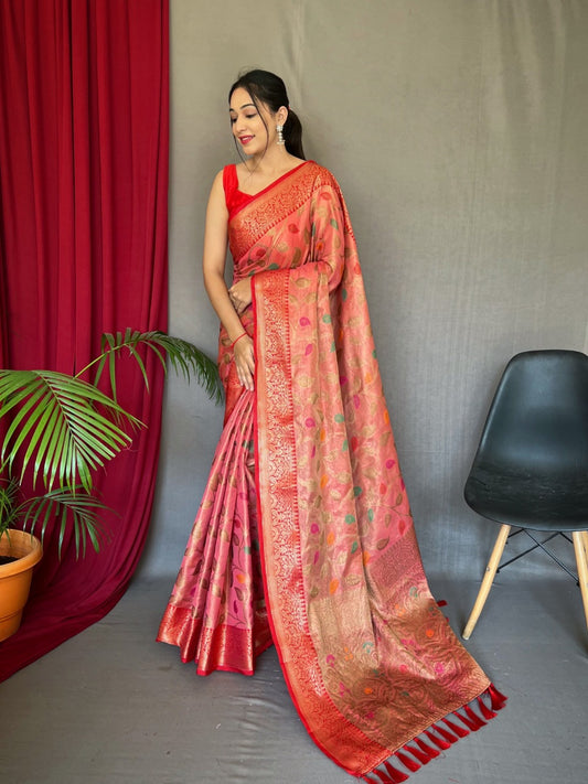 Soft Tissue Silk Saree With Zari Weaving Butta