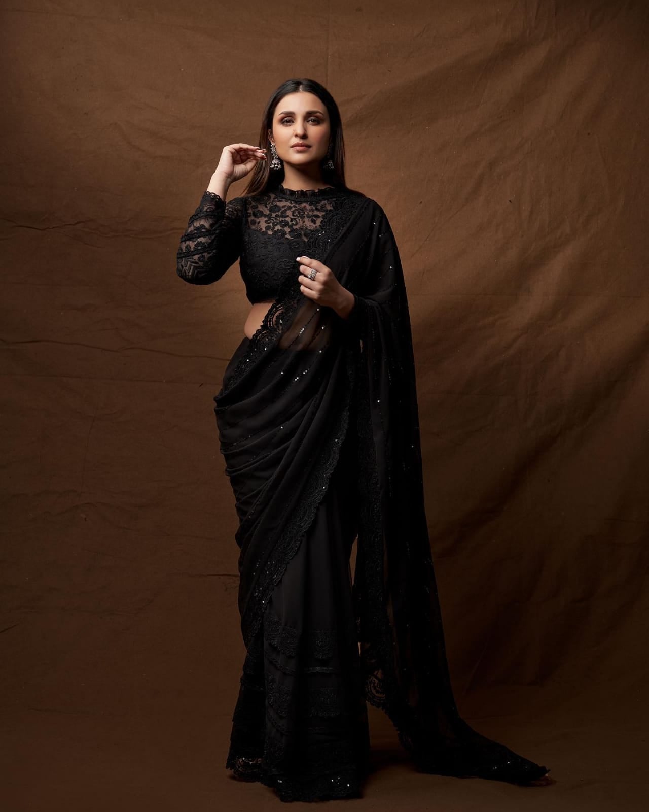 Stylish Black Soft Georgette Saree