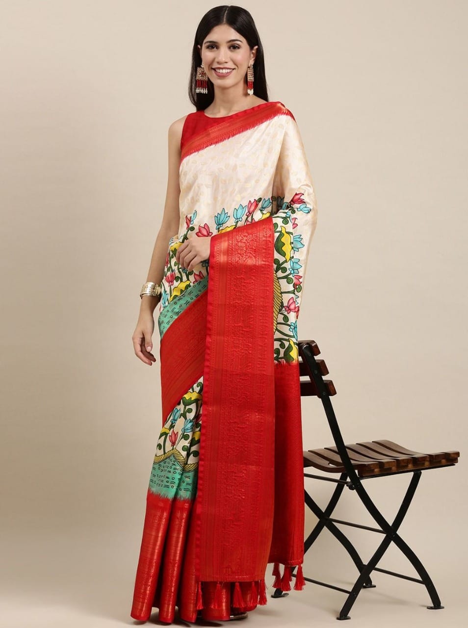 Uppada Blended Kalamkari Silk Saree