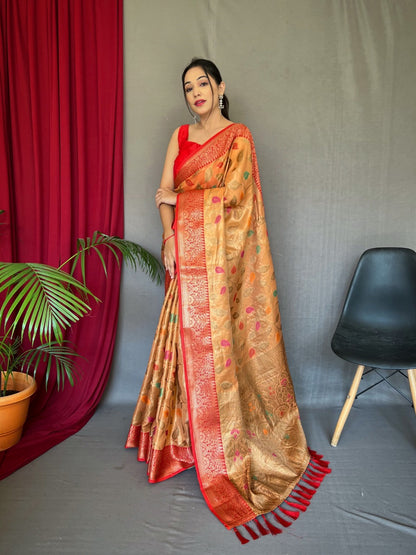 Soft Tissue Silk Saree With Zari Weaving Butta